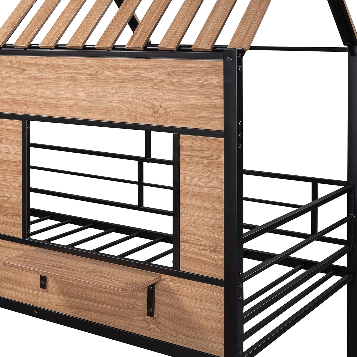 Buy P Purlove Metal Twin Size Loft For Kids,House Shape Low Profile ... inside Gewnee Metal Twin Size Loft Bed With Roof, Window, Guardrail, Ladder In Black