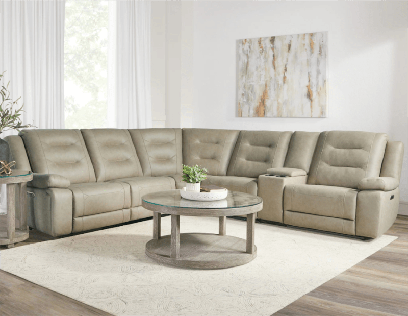 Caldwell Build Your Own Power Reclining Sectional In Tahoe Fog Fabric ... regarding Caldwell Theo Fog Power Reclining Sofa