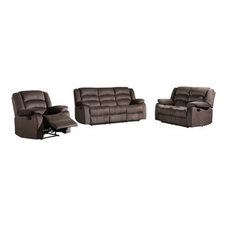 Callan Contemporary Microfiber Recliner 3-Piece Set - Contemporary ... within How Callan Contemporary Microfiber Recliner Sofa Beige Combines Comfort and Style for Everyday Use