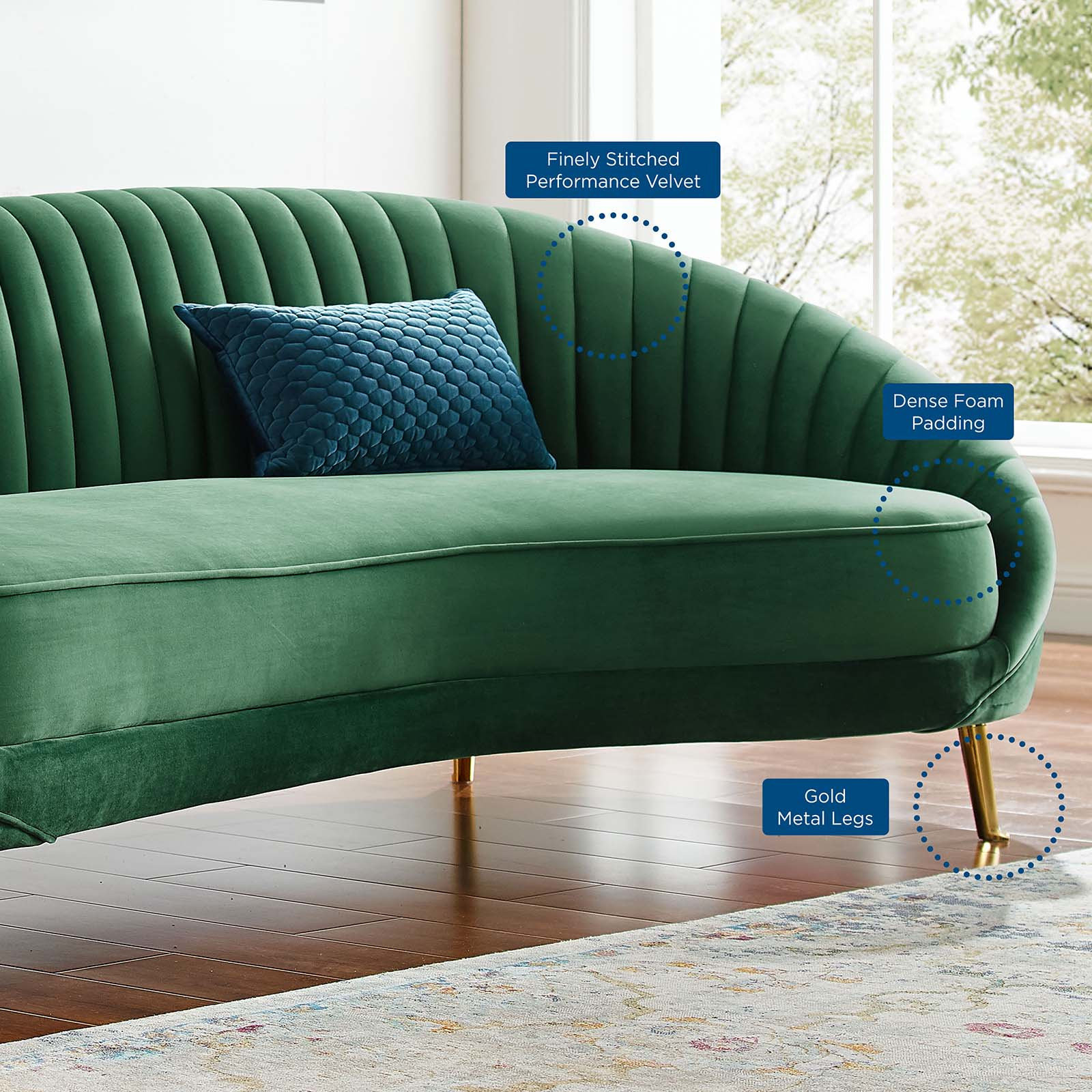 Camber Channel Tufted Performance Velvet Sofa - Midcentury - Sofas - By ... within Camber Channel Tufted Performance Velvet Sofa, Emerald