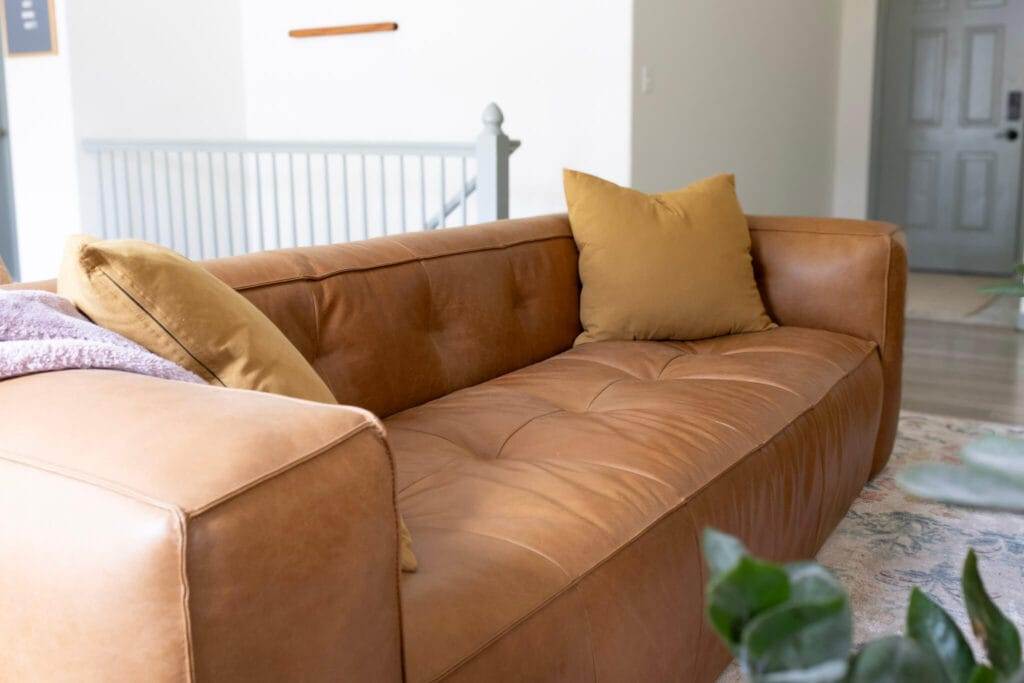 Capa Poly And Bark Leather Sofa Honest Review regarding Poly And Bark Capa Sofa, Saddle Tan