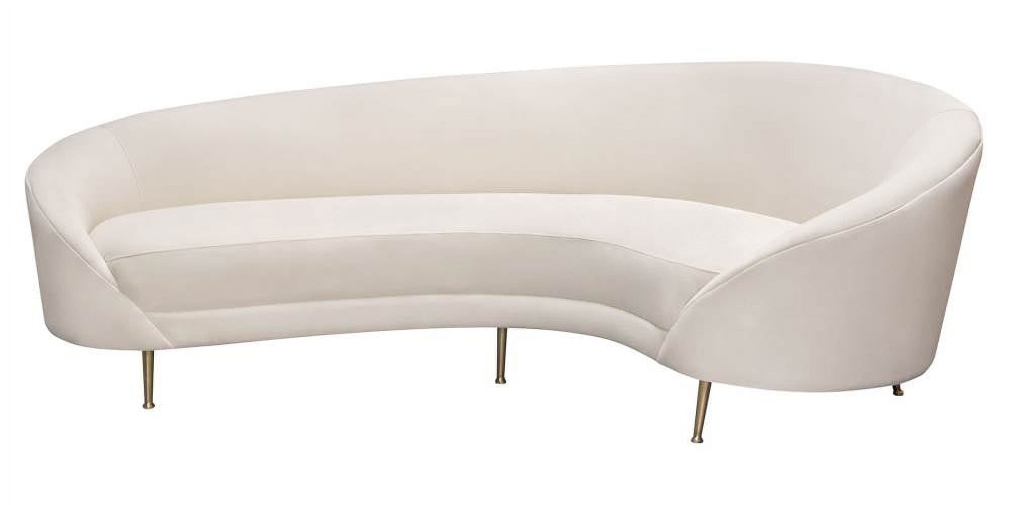 Celine Curved Sofa With Contoured Back In Light Cream Velvet And Gold ... with Celine Curved Sofa With Contoured Back In Light Cream Velvet & Gold Metal Legs
