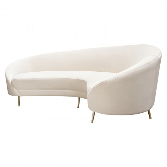 Celine Curved Sofa With Contoured Back In Light Cream Velvet And Gold ... with regard to Contoured Elegance: The Celine Curved Sofa's Impact on Interior Design