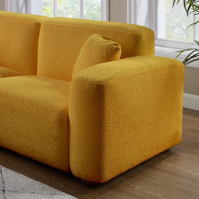 Centaurnoah 83.5" Wide 3 Seater Sofa, Boucle/Linen Upholstery ... intended for Interior design trends featuring neutral-toned boucle upholstery materials
