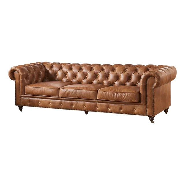 Century Chesterfield Sofa In Light Brown Leather | Chairish with Comparing Century Chesterfield Sofas to Modern Sofa Trends
