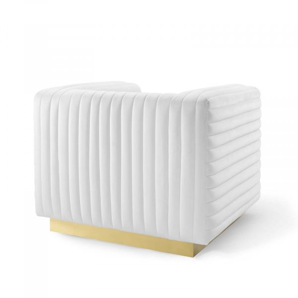 Charisma Channel Tufted Performance Velvet Accent Armchair In White ... intended for The Psychology Behind Charisma-Driven Furniture Selection for Home Spaces