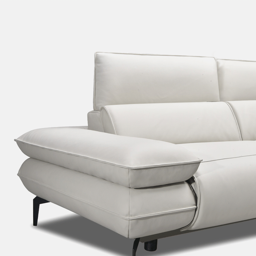 Chatelet-White Leather Chaise Sofa ≫ 1_가죽소파 | 미라지수입가구 intended for Mia Bella Gianna Leather Sofa, White/Stainless Steel