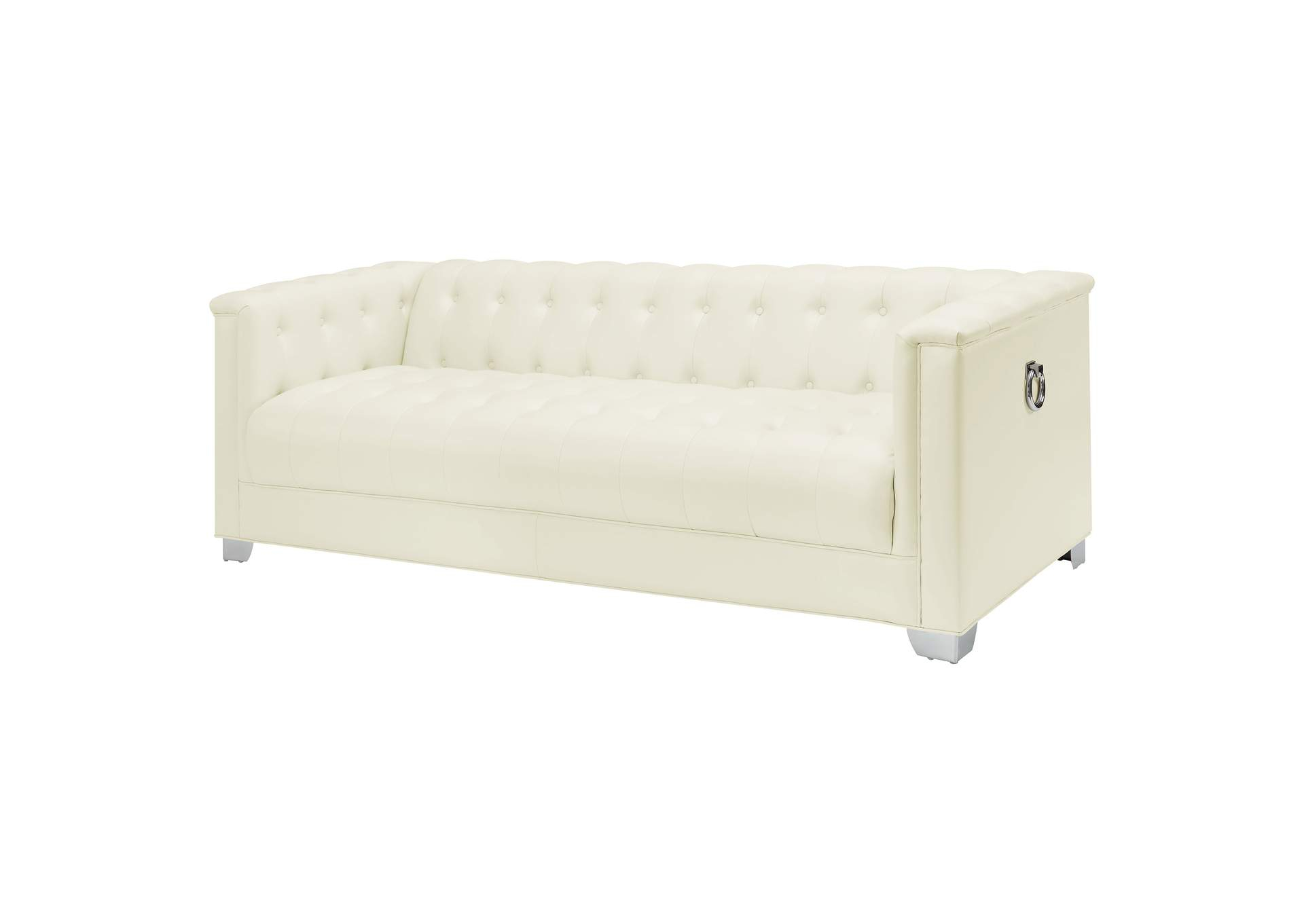 Chaviano Tufted Upholstered Sofa Pearl White within Pearl Full Leather Sofa, Snow