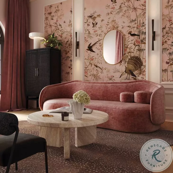 Circe Mauve Textured Velvet Sofa From Tov | Coleman Furniture pertaining to Serenity 79" Mauve Velvet Sofa With Black Metal Legs