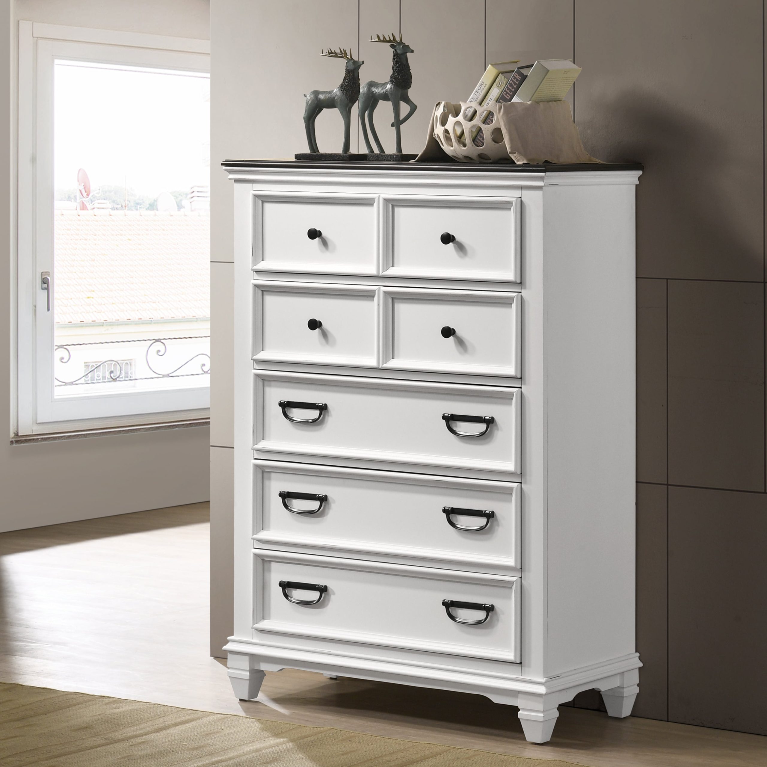 Clelane Wood 5-Drawer Chest, Weathered White And Gray - Walmart.com regarding Building Better Organization Through Thoughtful Furniture Choices