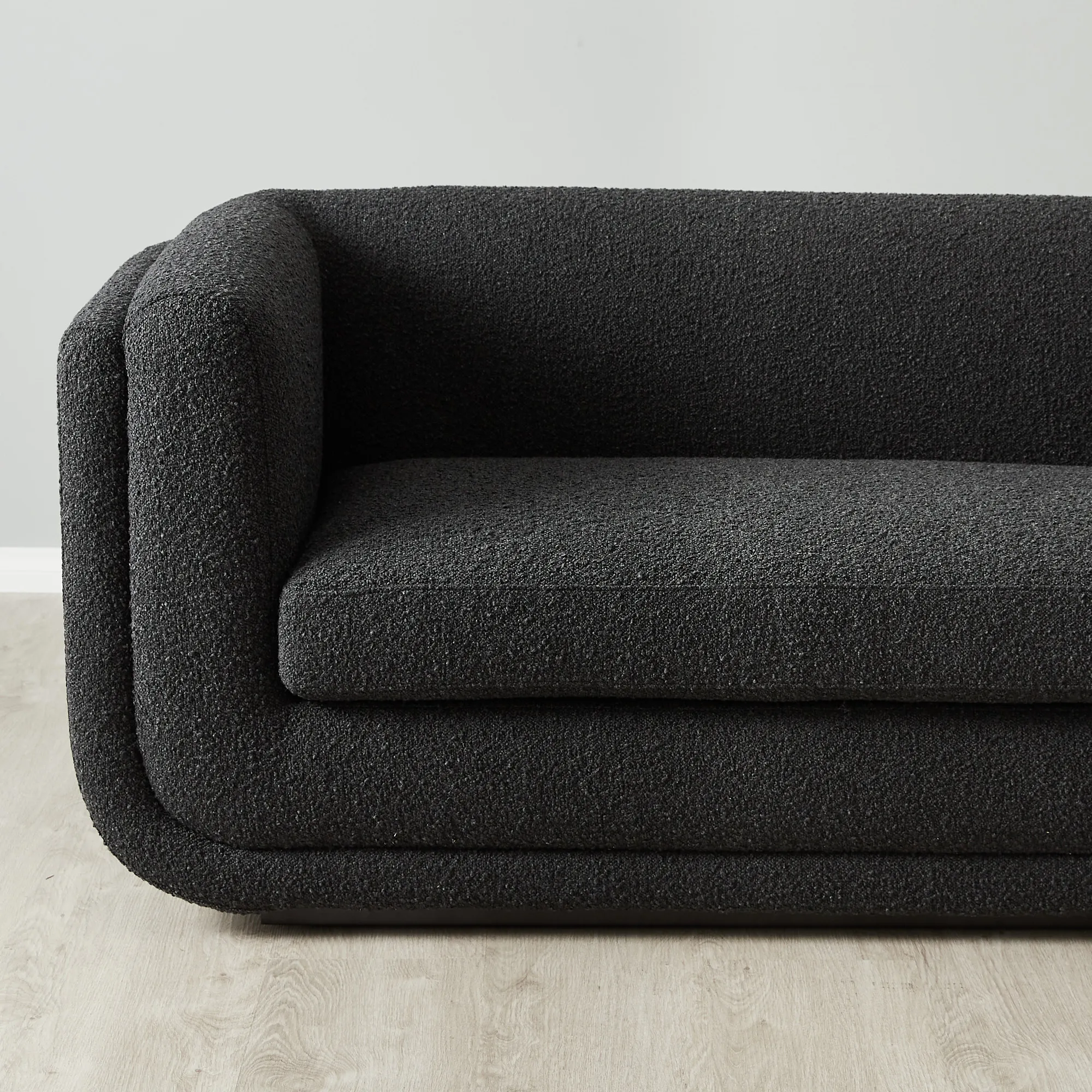 Clementine Black Boucle 3-Seater Sofa in Centaurnoah 83.5" Wide 3 Seater Sofa, Boucle/Linen Upholstery, Black Boucle