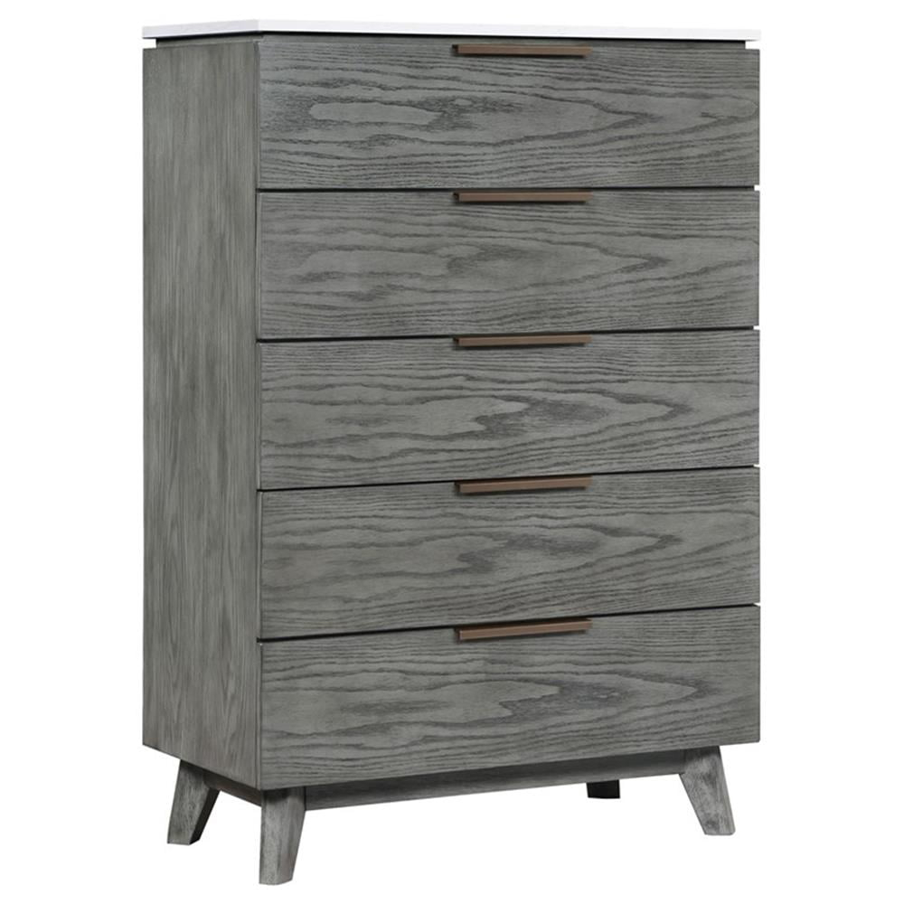 Coaster Nathan Wood 5-Drawer Chest White Marble Top And Gray - Walmart.com intended for Implicity Wood 5-Drawer Chest, Dove Gray, White
