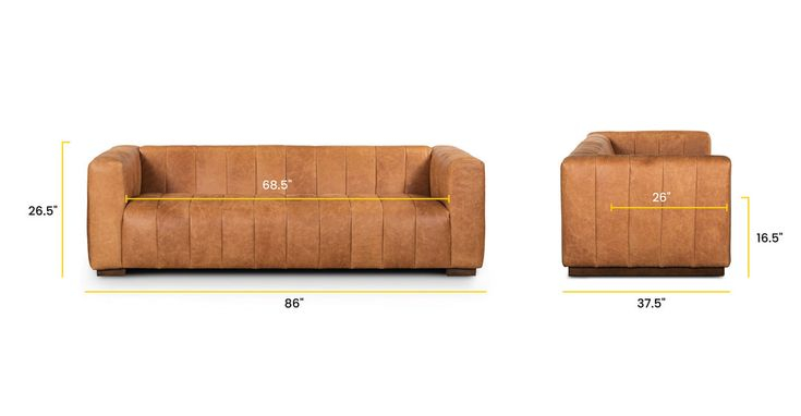 Cognac Tan Leather Solid Wood Finish Canale Sofa | Poly & Bark with regard to Poly And Bark Canale Sofa, Cognac Tan, 99"