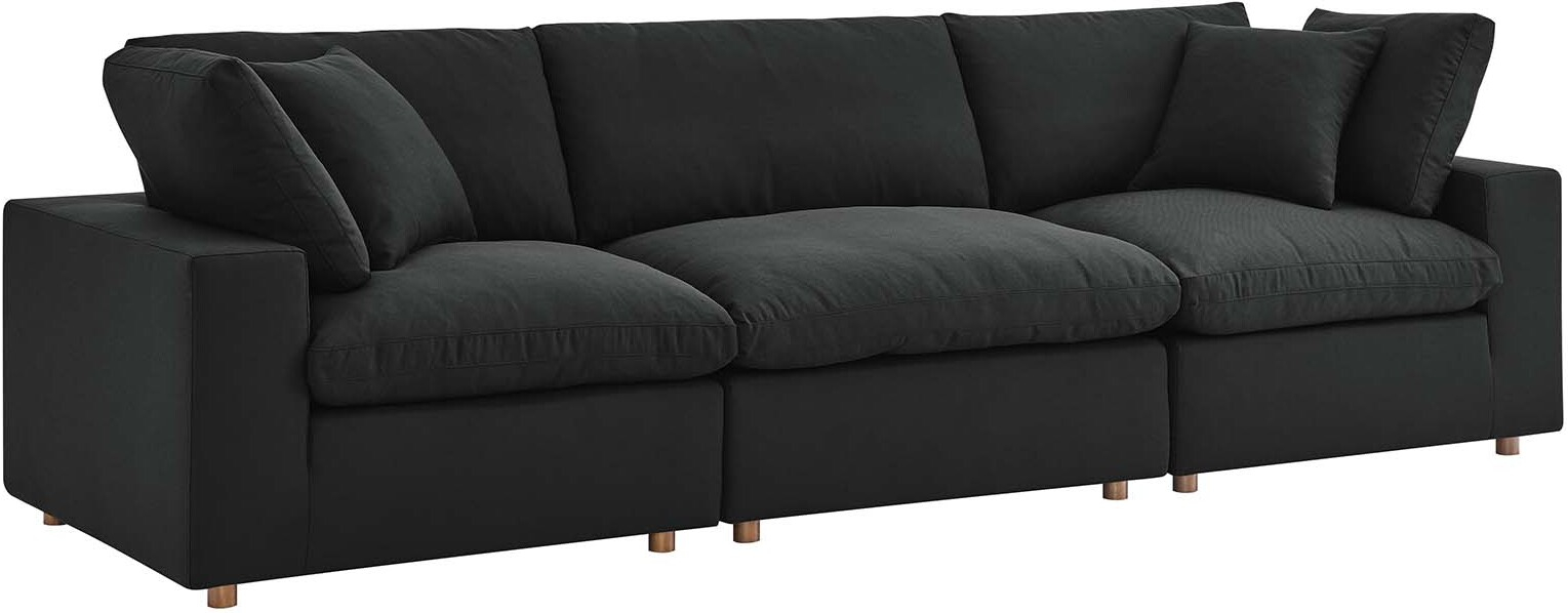 Commix Down Filled Overstuffed 3 Piece Sectional Sofa Set In Black By ... with regard to Commix Down Filled Overstuffed 3 Piece Sectional Sofa Set