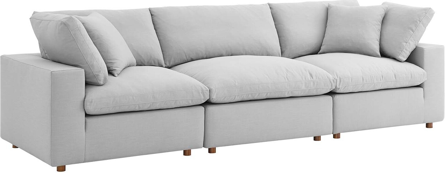 Commix Down Filled Overstuffed 3 Piece Sectional Sofa Set In Light Gray ... throughout Commix Down Filled Overstuffed 3 Piece Sectional Sofa Set