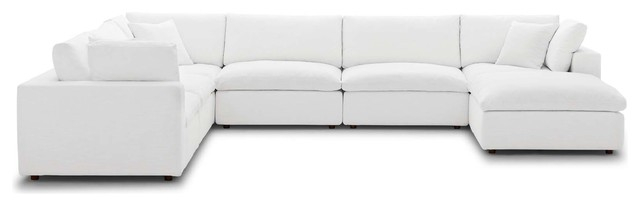 Commix Down Filled Overstuffed 7 Piece Sectional Sofa Set, White ... with regard to Commix Down Filled Overstuffed 7 Piece Sectional Sofa Set