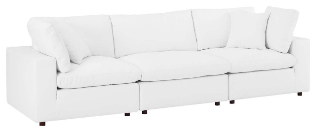 Commix Down Filled Overstuffed Vegan Leather 3-Seater Sofa ... in Maximizing Comfort Without Compromising Style in Modern Sofas