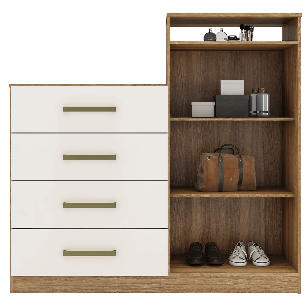 Cômoda Demóbile Aurea 2 Portas 4 Gavetas - Ssx Multicoisas within Aurea 2 Toy Boxes, Cherry Oak And White Finish