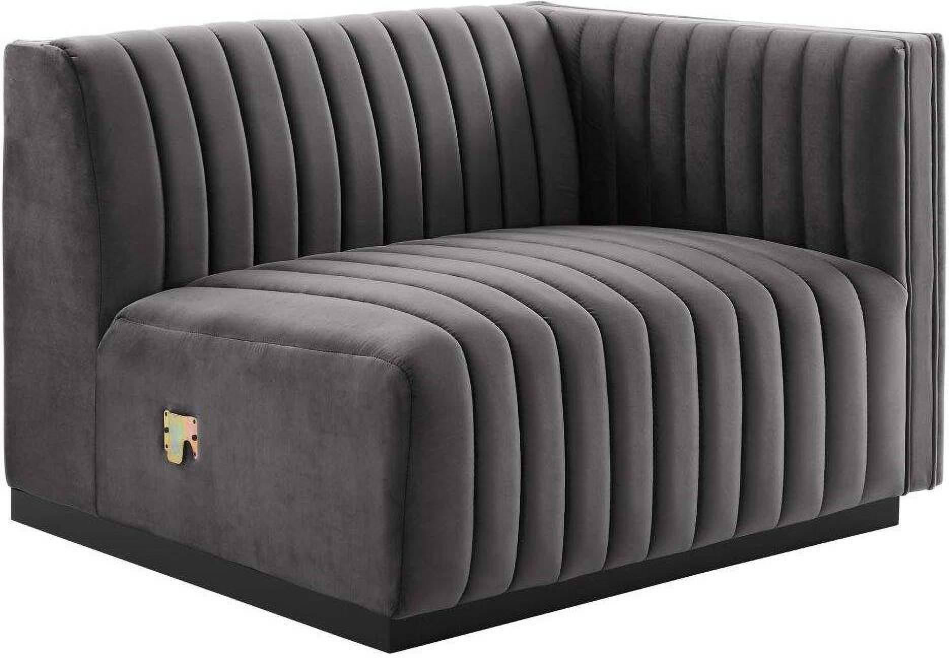 Conjure Channel Tufted Performance Velvet Sofa In Black Gray By Modway ... throughout Conjure Channel Tufted Velvet Sofa, Black Gray