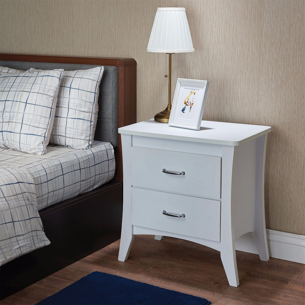 Contemporary Style 2 Drawers Wood Nightstand By Babb, White ... inside Contemporary Bedroom Trends That Feature Minimalist Storage Pieces
