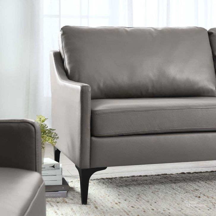 Corland Gray Leather Sofa By Modway | 1Stopbedrooms regarding Corland Upholstered Sofa, Light Gray