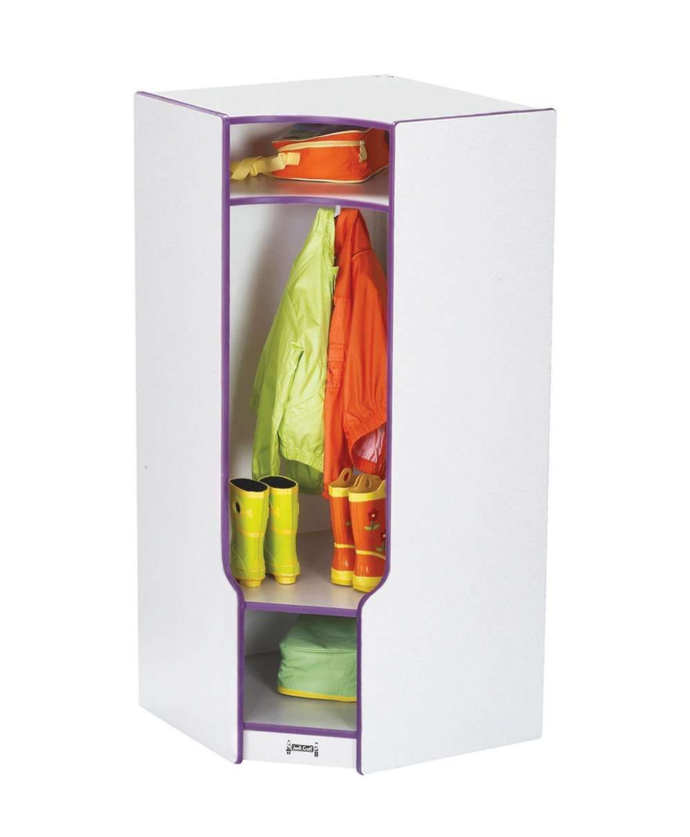Corner Coat Locker With Step - North Star School Supply | Rainbow ... pertaining to Rainbow Accents 2 Section Coat Locker With Step - Purple