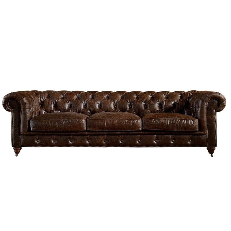Crafters And Weavers Craftsman Mission 95" Leather Sofa In Brown ... pertaining to The Craftsmanship That Defines Premium Leather Upholstery