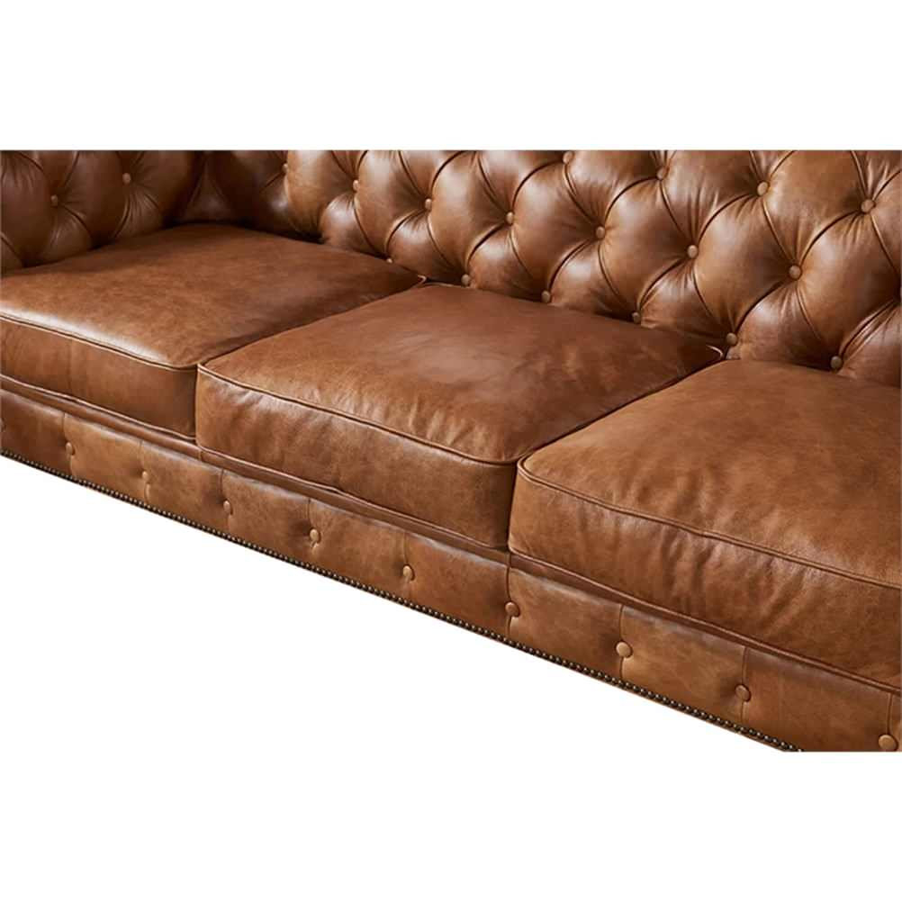 Crafters And Weavers Craftsman Mission 95" Leather Sofa In Light ... intended for Crafters And Weavers Craftsman Mission 95" Leather Sofa In Dark Brown