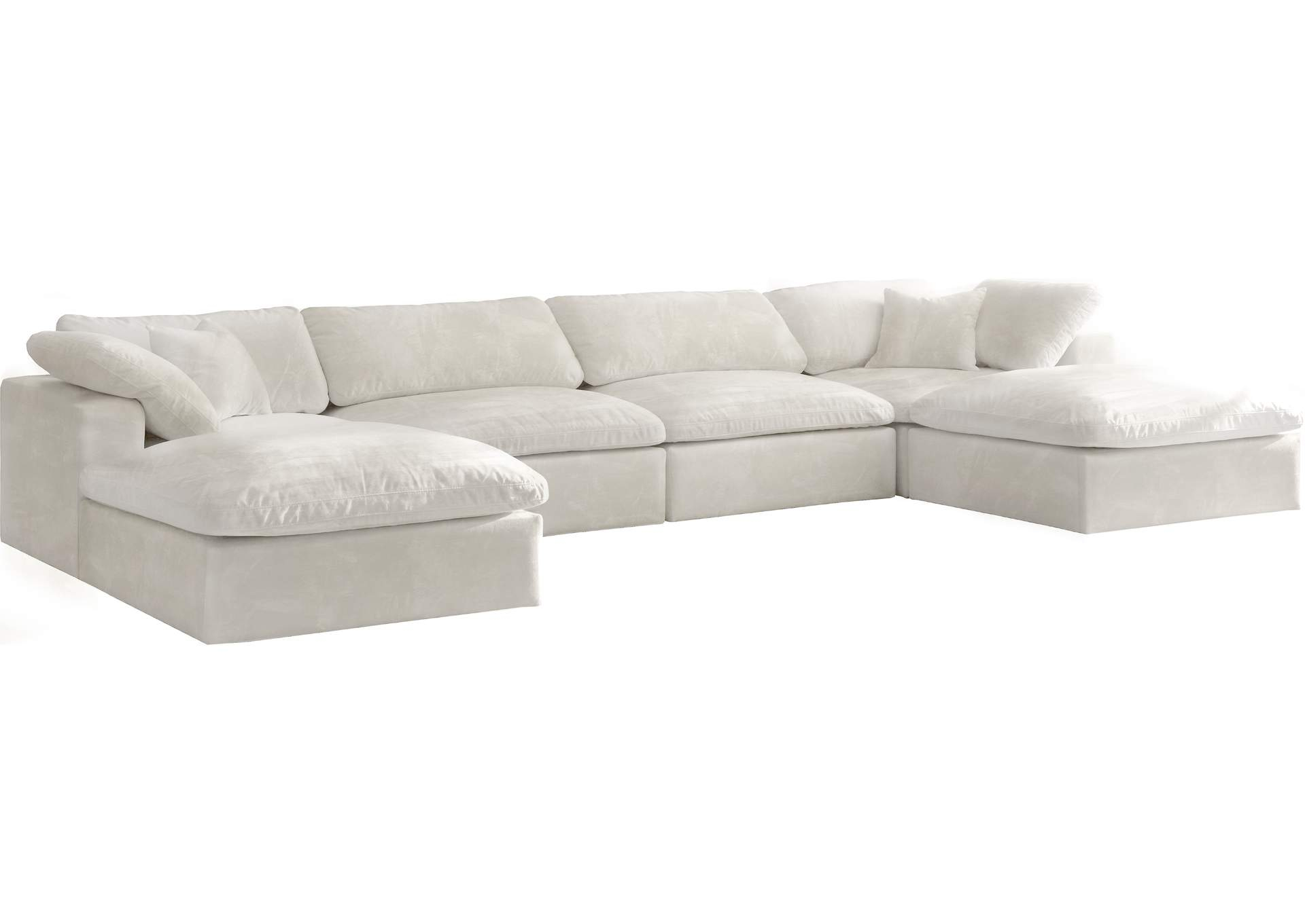 Cream Velvet Sectional Sofa | Baci Living Room inside Arc Velvet Upholstered 3-Pc. Modular Sofa, Cream