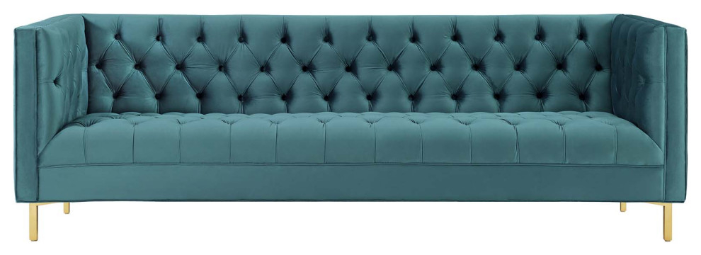 Delight Tufted Button Performance Velvet Sofa - Contemporary - Sofas ... within Delight Tufted Button Performance Velvet Sofa, Gray