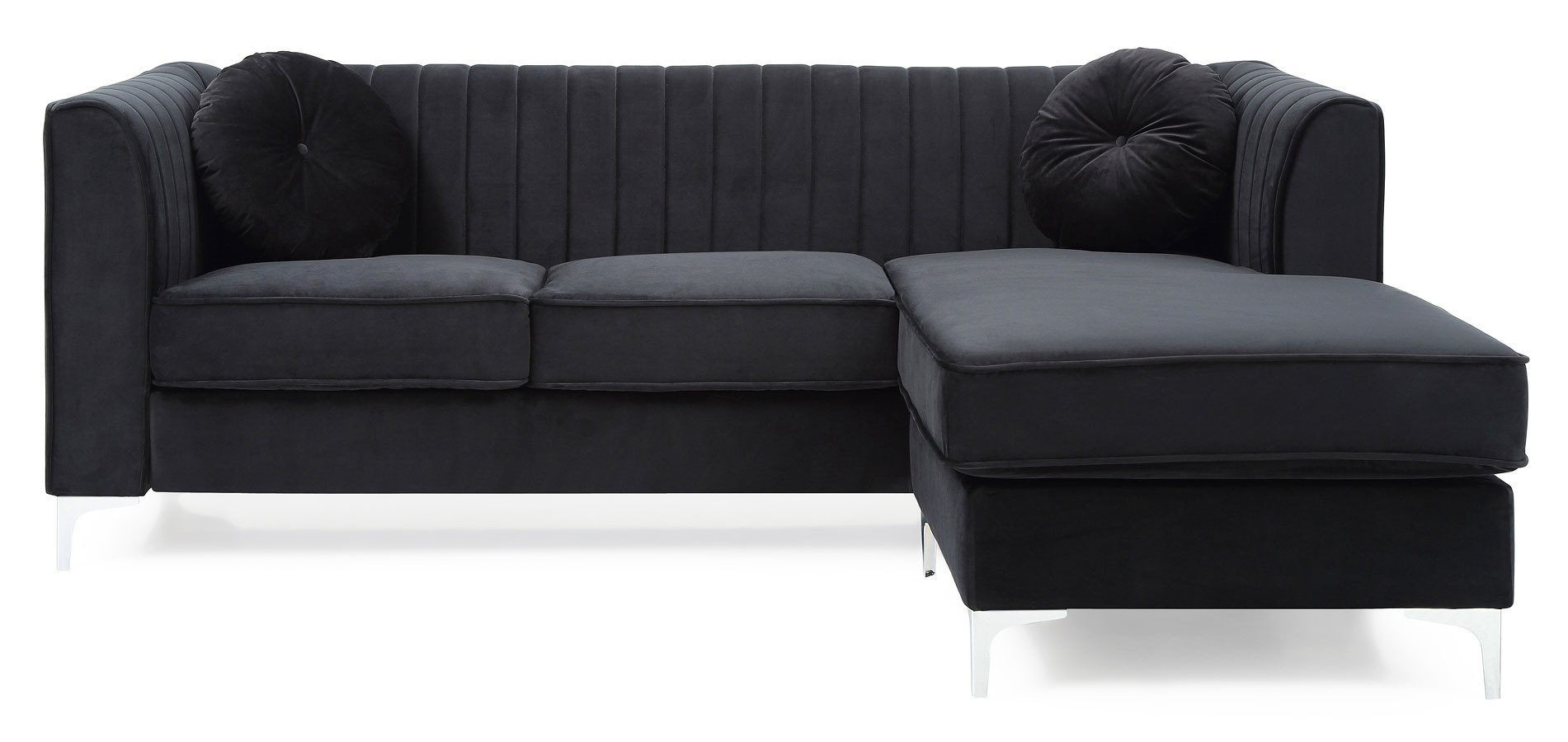 Delray Sofa Chaise (Black) Glory Furniture | Furniture Cart inside How Delray Sofa Transforms Living Spaces with Timeless Black Elegance