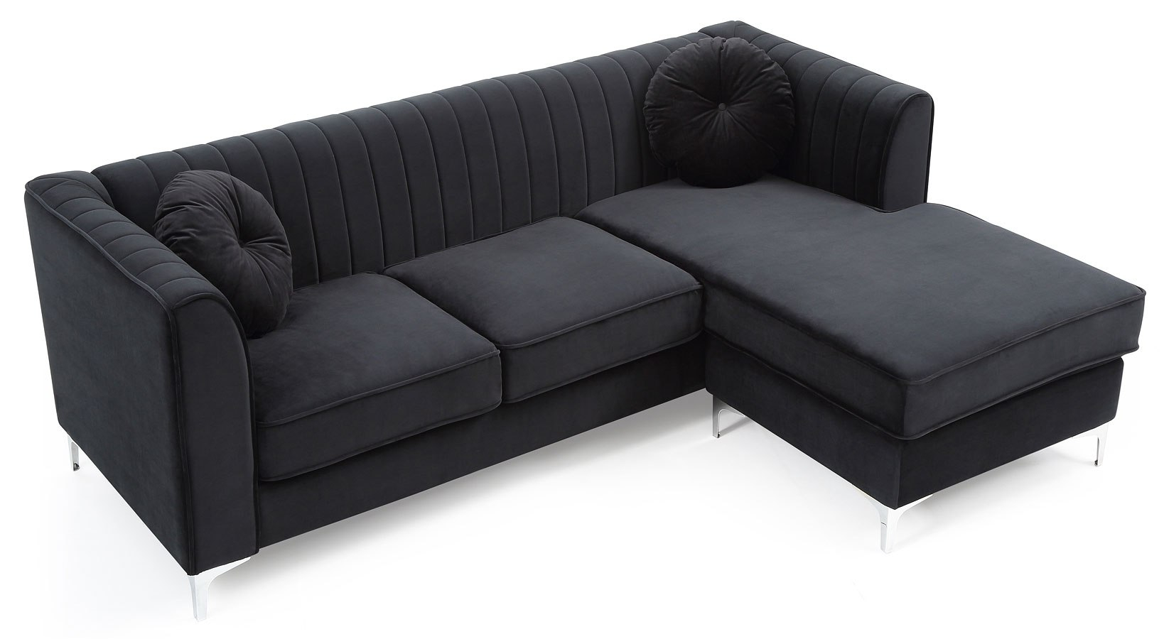 Delray Sofa Chaise (Black) Glory Furniture | Furniture Cart with regard to Delray Sofa, Black