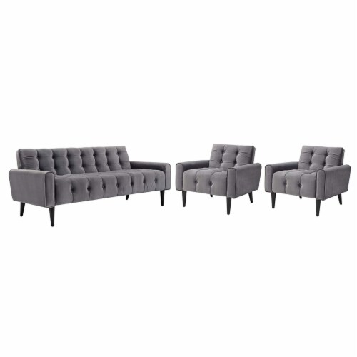 Delve Living Room Set Velvet Set Of 3 - Gray, 1 - Kroger regarding Delve Velvet Sofa, Gray