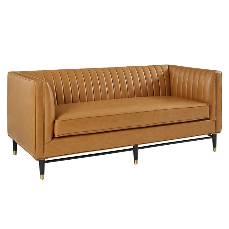 Devote Channel Tufted Vegan Leather Loveseat Tan Eei-4719-Tan | Leather ... pertaining to Design Trends Featuring Kaiya's Tan Vegan Leather Sofa in Modern Interiors