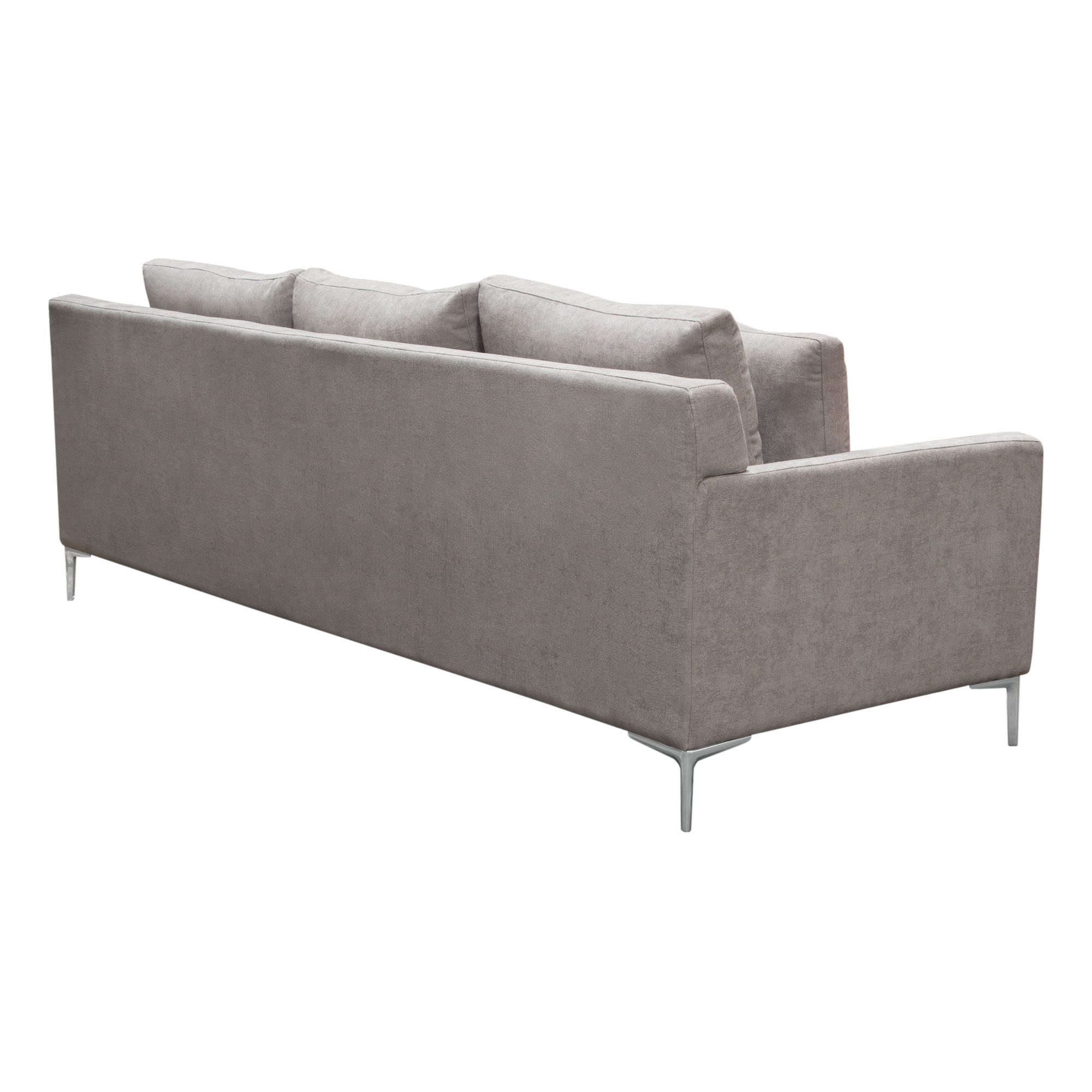 Diamond Sofa Seattle Loose Back Sofa In Grey Polyester Fabric W ... with regard to Seattle Loose Back Sofa In White Linen Polished Silver Metal Leg