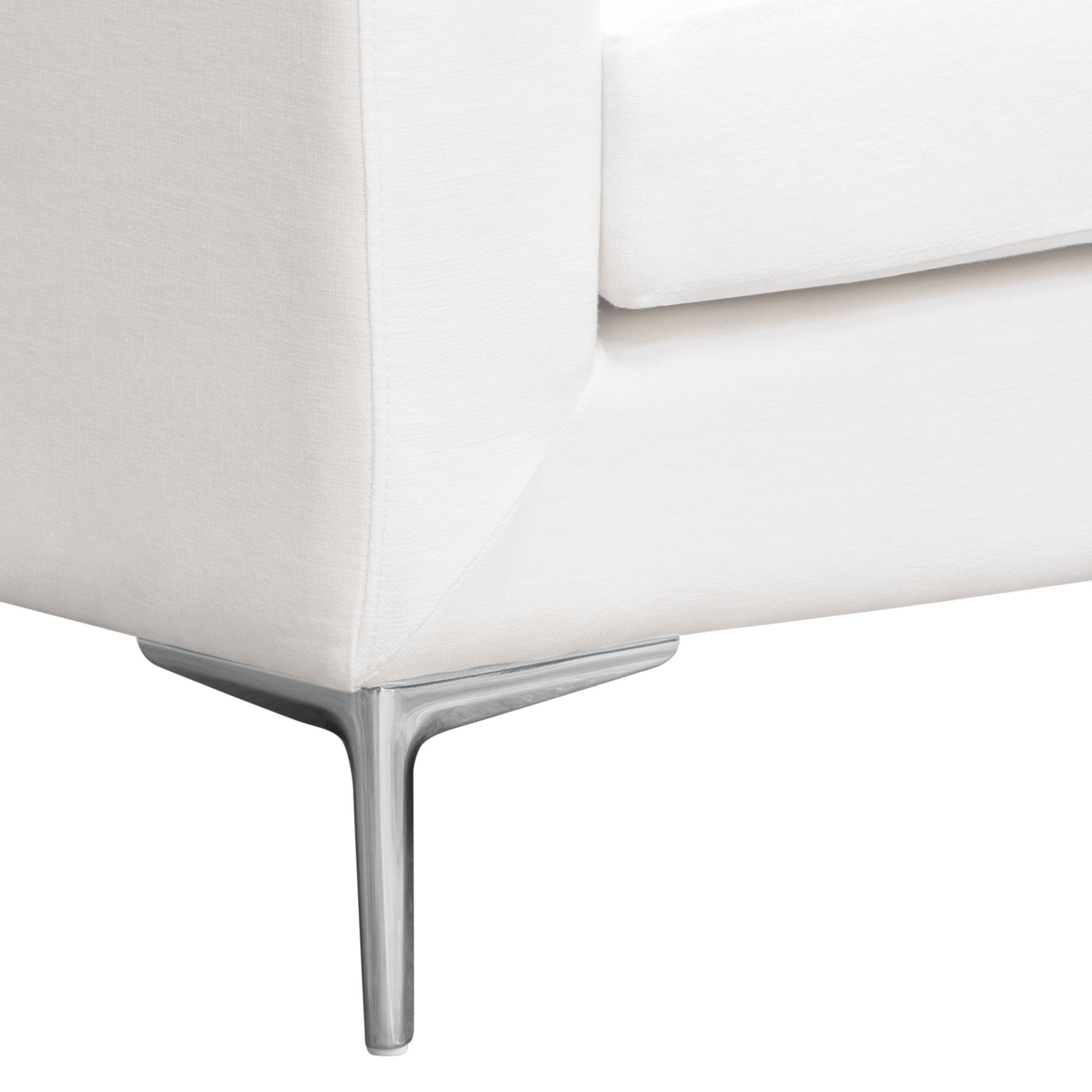 Diamond Sofa Seattle Loose Back Sofa In White Linen W/ Polished Silver ... throughout How to Choose the Perfect Seattle Loose Back Sofa in White Linen and Silver Metal Legs