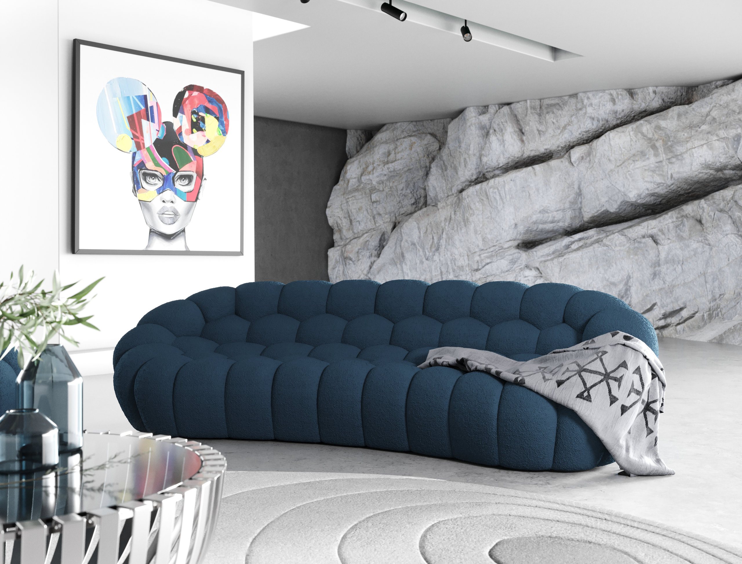 Divani Casa Yolonda Modern Curved Dark Teal Fabric Sofa - Contemporary ... for Curved Furniture Trends in Modern Interior Design