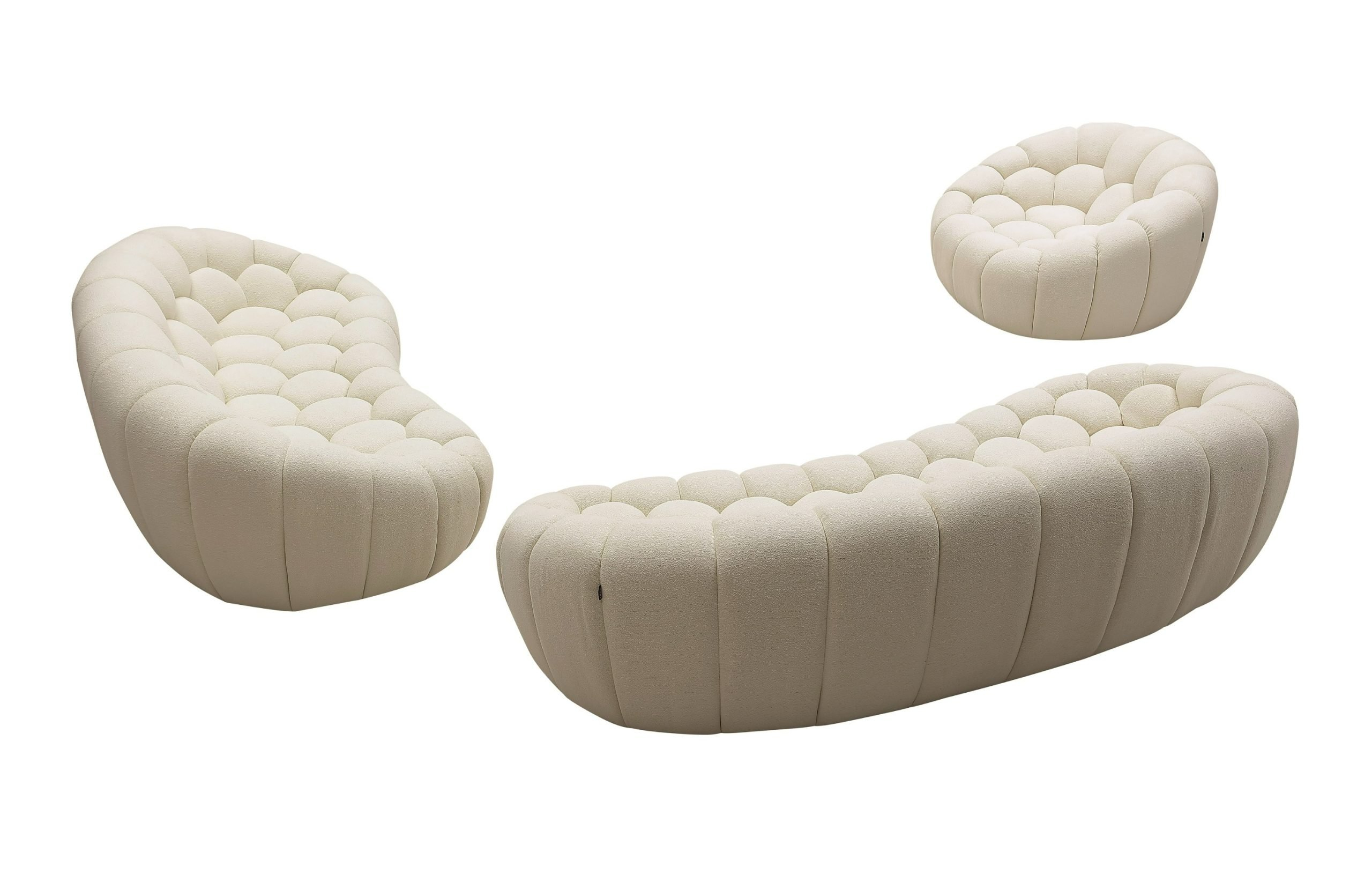 Divani Casa Yolonda - Modern Curved Off-White Fabric Sofa Set | Atlas ... in Fabric Sofas That Define Contemporary Living