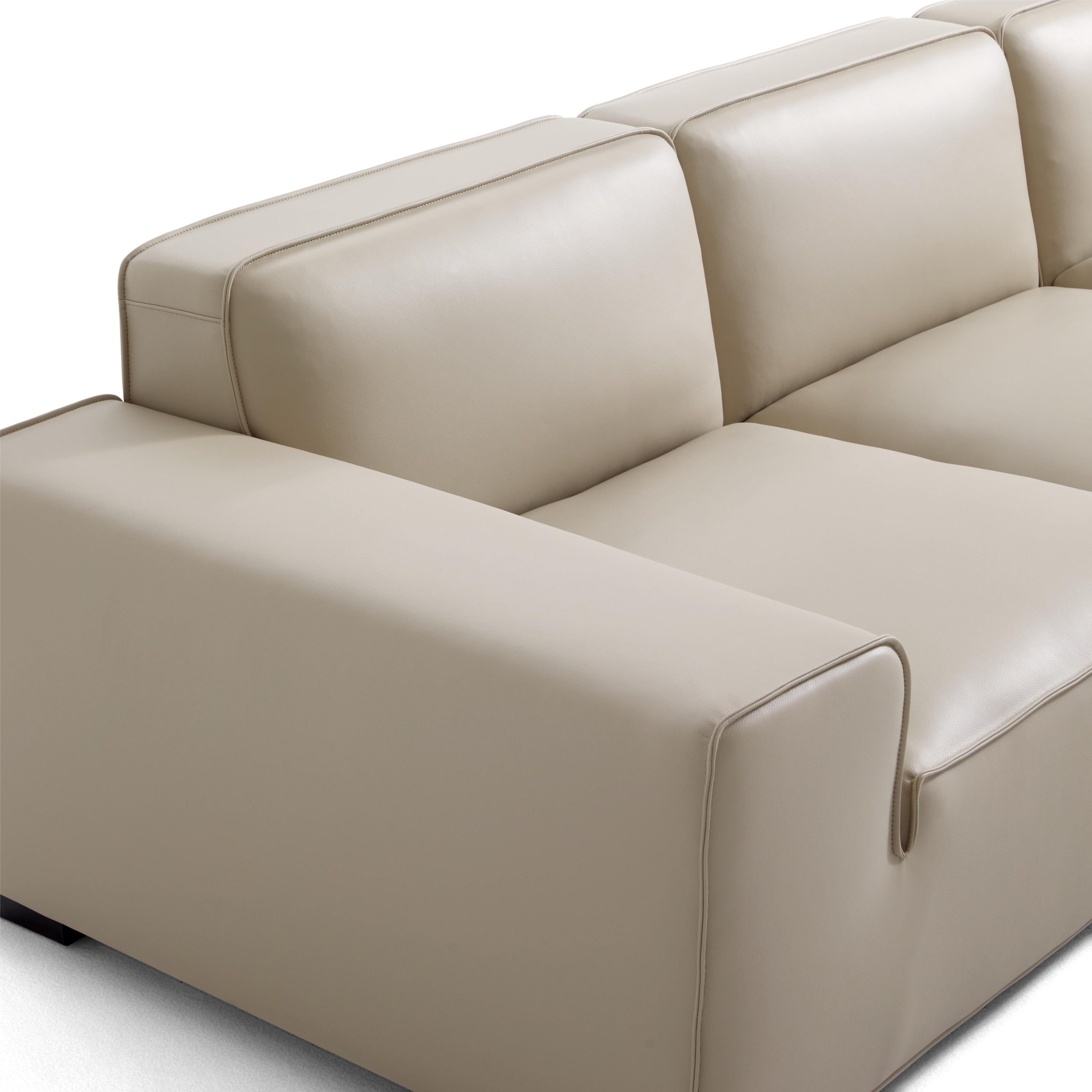 Domus Modular Beige Leather L-Shaped Sectional | Leather Sofa Set ... for Oliver Genuine Leather Sofa, Beige