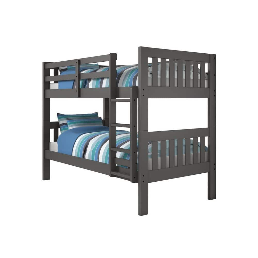 Donco Kids Grey Twin Over Twin Mission Bunk Bed 1010-3Ttdg - The Home Depot with Twin/Twin Mission Bunk Bed