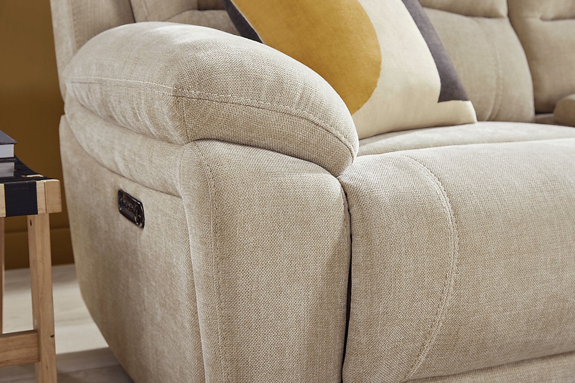 Douglas Park Sand Beige Woven 7 Pc Dual Power Reclining Sectional ... inside Lexicon Adahlia Chenille Upholstery 2Pc Power Sectional W/ Right Chaise In Sand