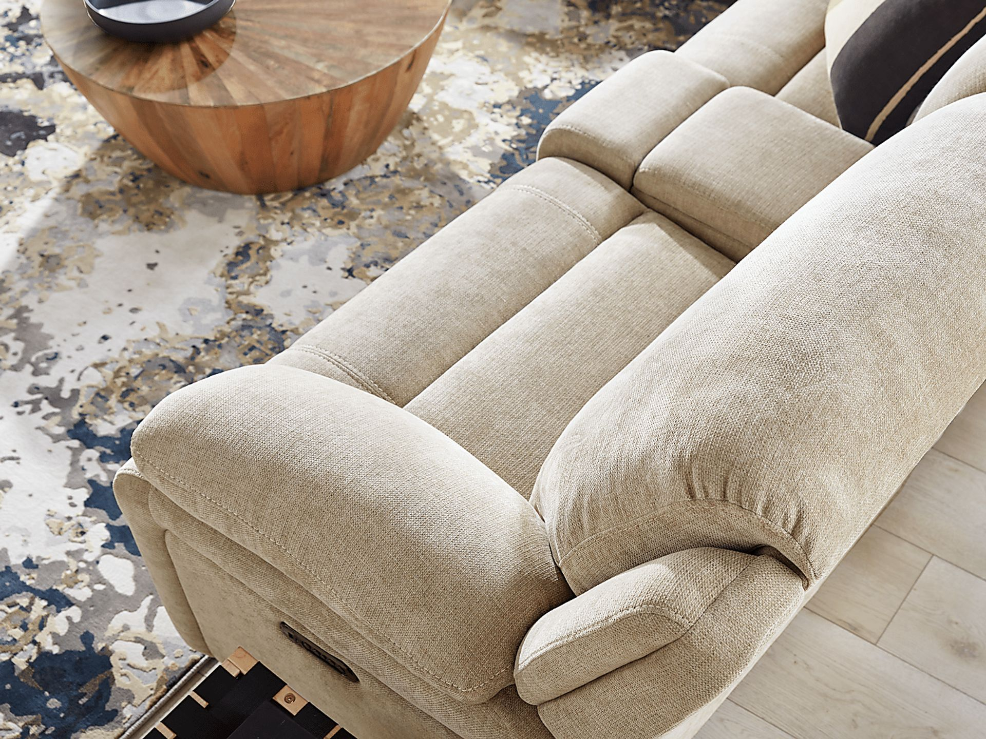 Douglas Park Sand Beige Woven 7 Pc Dual Power Reclining Sectional ... throughout Lexicon Adahlia Chenille Upholstery 2Pc Power Sectional W/ Right Chaise In Sand