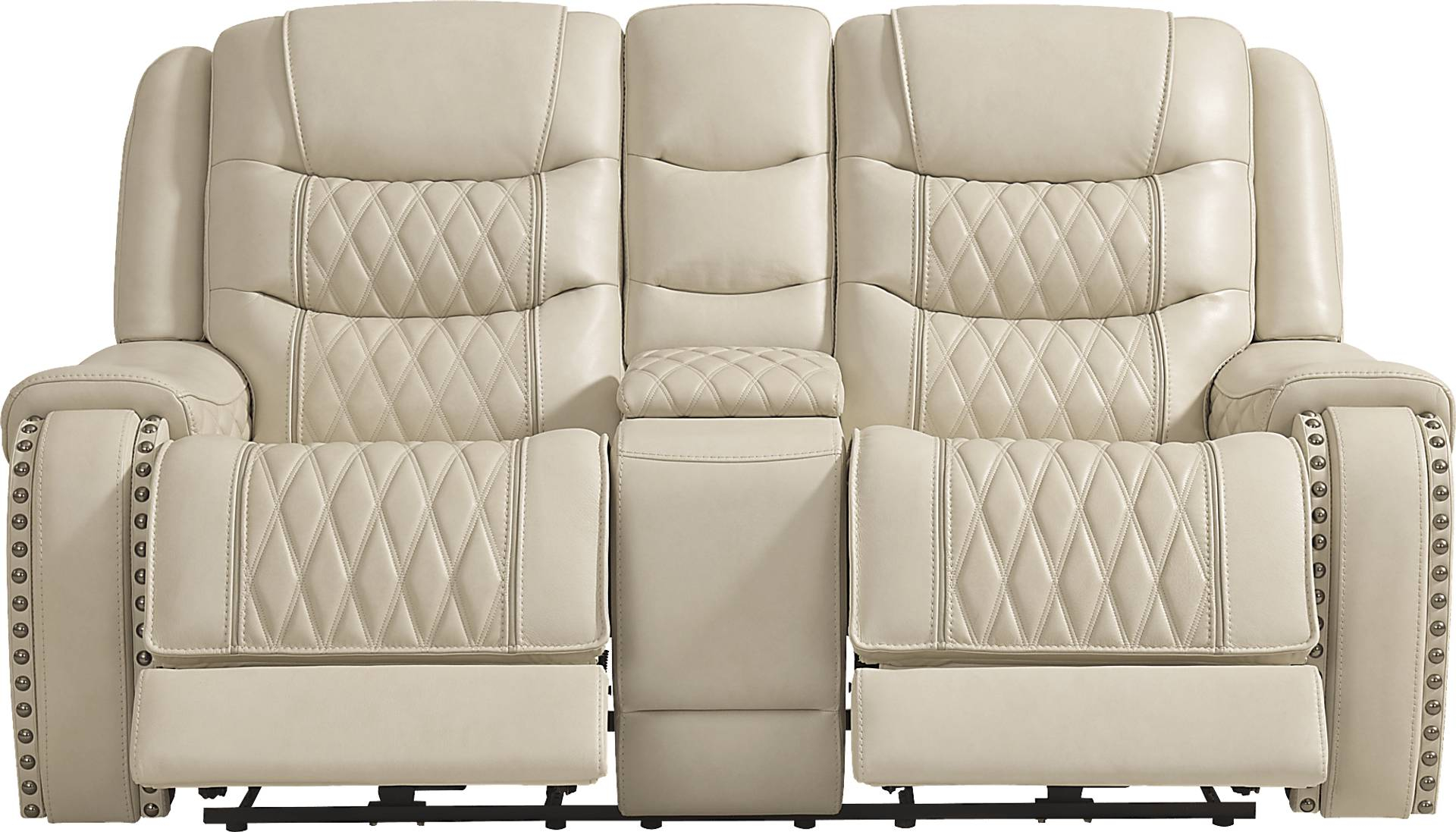 Drew & Jonathan Marquee 5 Pc Cream Beige Leather Triple Power Reclining ... for Federico 5-Piece Italian Top Grain Leather Power Reclining Sofa - 3 Recliners, Beige