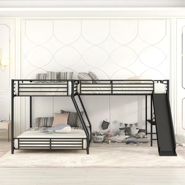 Dropship L-Shaped Twin Over Full Bunk Bed With Twin Size Loft Bed ... for Maximizing Small Spaces with L-Shaped Twin Over Full Bunk Bed Setups