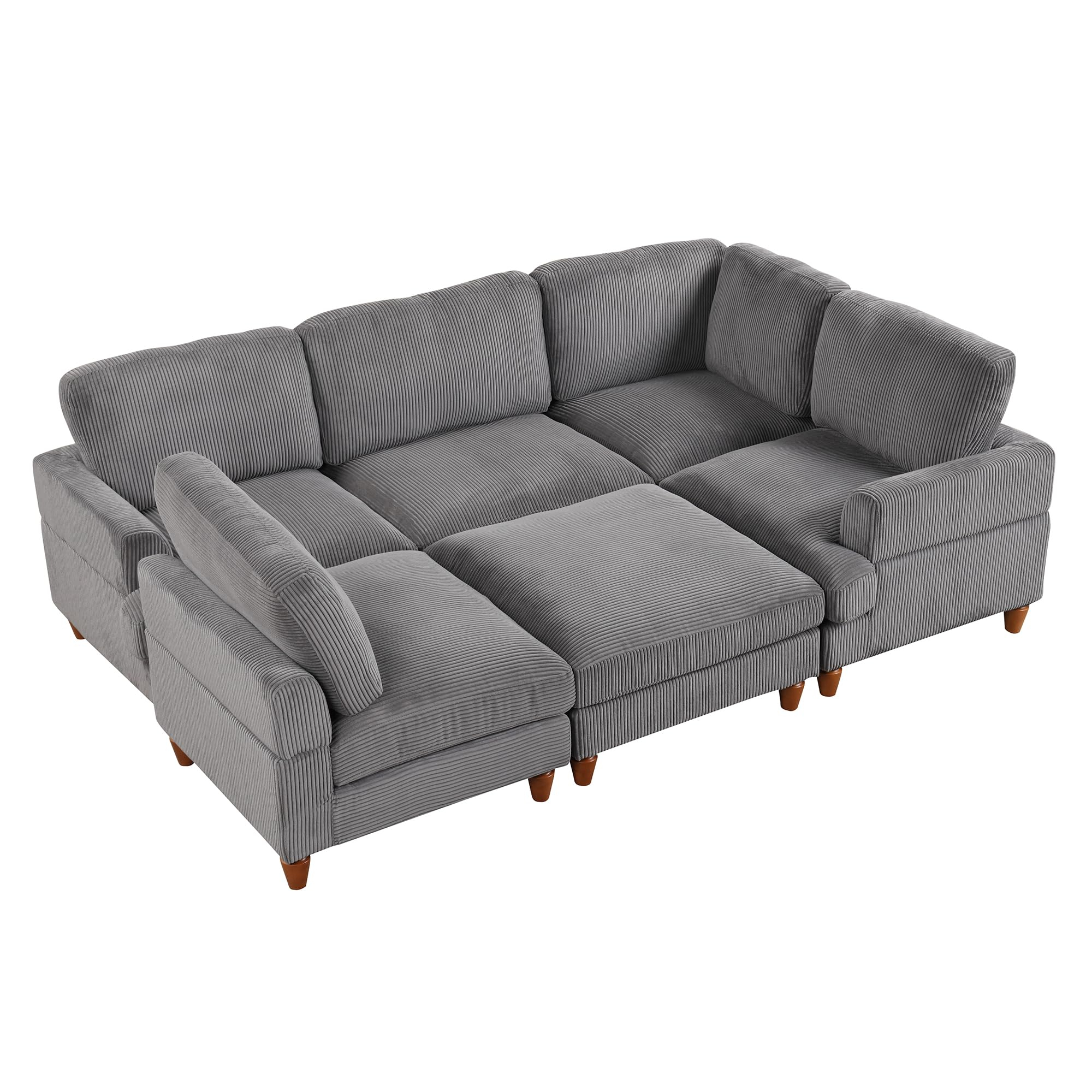 Eafurn L Shaped Modular Sectional Reversible Chaise And Ottoman ... throughout Partner Furniture Corduroy Fabric 138" Reversible Modular Sectional In Dark Gray