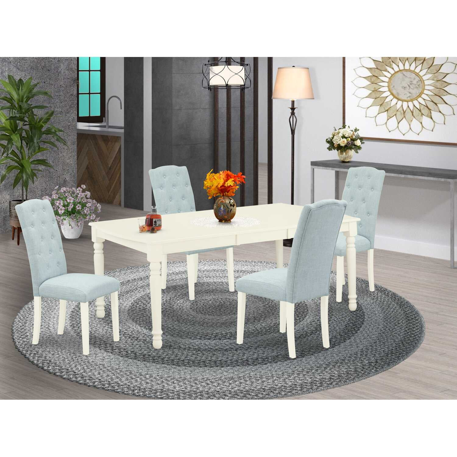 East West Furniture Dover 5-Piece Wood Dining Set In Linen White/Baby ... with How to Choose the Right Dining Table for Your Home Setting