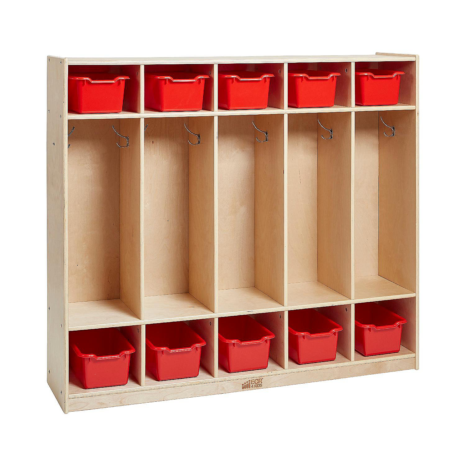 Ecr4Kids 5-Section Coat Locker And Scoop Front Storage Bins, Natural ... regarding Exploring the Role of Colorful Storage in Encouraging Independent Learning