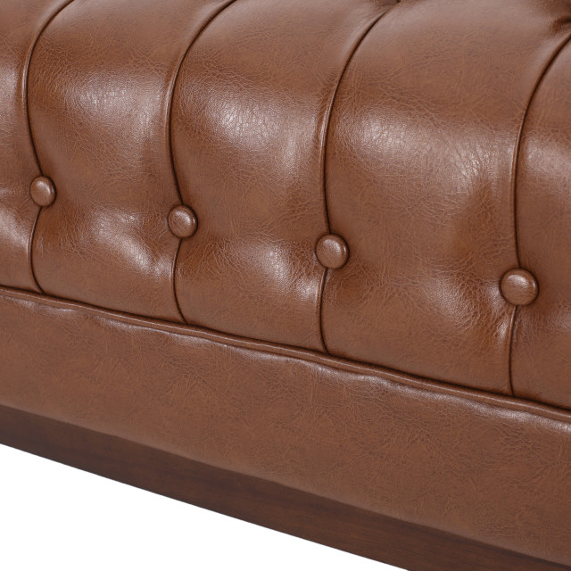 Elias Faux Leather Tufted 3 Seater Sofa - Transitional - Sofas - By ... in Elias Faux Leather Tufted 3 Seater Sofa, Midnight + Espresso