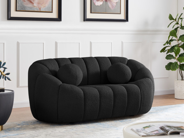 Elijah Boucle Fabric Upholstered Chair - Transitional - Loveseats - By ... pertaining to Elijah Boucle Fabric Upholstered Sofa, Black