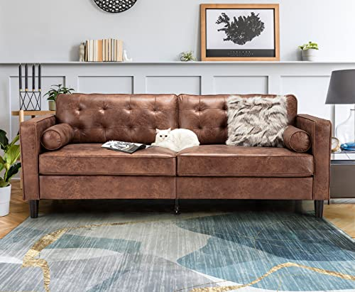 Esright 84.2”Mid-Century Sofa Couch,Tufted Synthetic Suede Fabric ... intended for Mid-Century Sofa Couch, Tufted Synthetic Suede Fabric